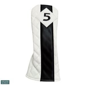 NEW Sahara White Black Retro Golf #5 Headcover PU Leather Fairway Club